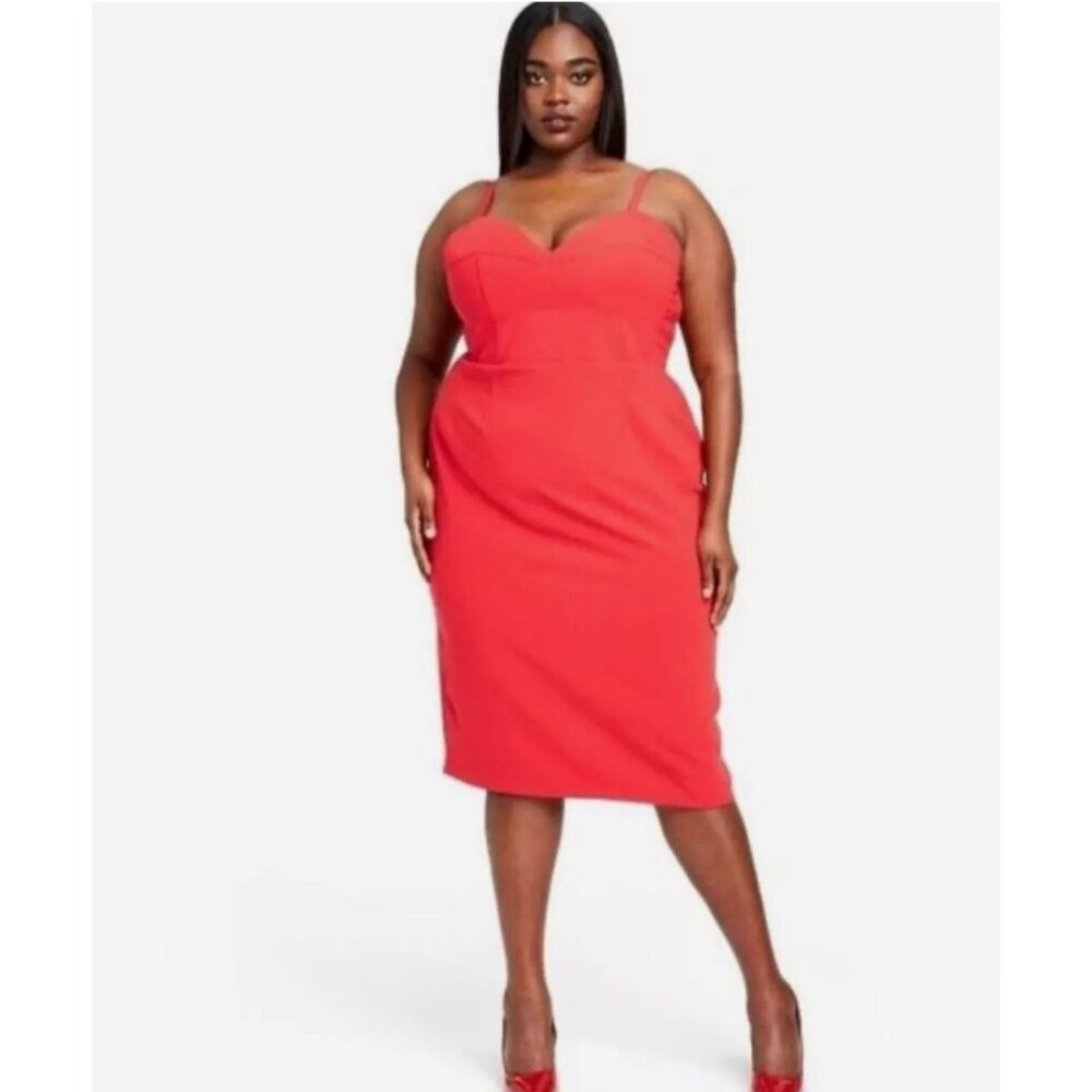 Sergio Hudson x Target Bustier Dress Womens 2X Red Sleeveless Form Fit Sexy Date